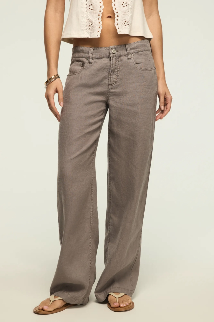 Lucky Brand Baggy Linen Wide Leg Pant Castlerock Size 8/29R 1729